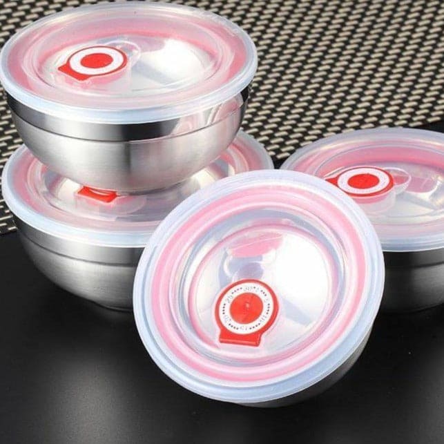 Set Of 3 Steel Fresh Bowl, Mixing Crisper Food Container Bowls, Stackable Portable Cooking Nesting Storage Bowls, Kitchen Rust-proof Food Storage Prep Bowl, Multifunctional Sealed Fresh Cooking Bowl Set Of 3 Steel Fresh Bowl, Mixing Crisper Food Container Bowls, Stackable Portable Cooking Nesting Storage Bowls, Kitchen Rust-proof Food Storage Prep Bowl, Multifunctional Sealed Fresh Cooking Bowl
